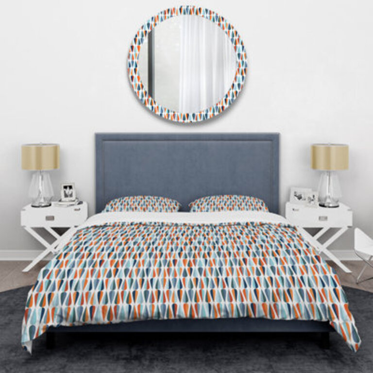 Retro Art Deco Waves II - Vintage Abstract Duvet Cover Set - Microfiber Polyester