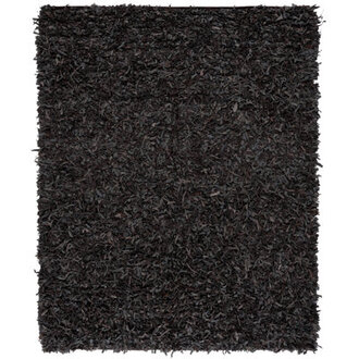 Leather Shag Handwoven Leather Solid Colour Rug