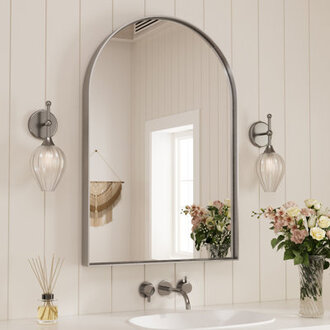 Modern Arch Wall Mirror with 12 Aluminum Frame Decorative Mirror for Entryway Living Room