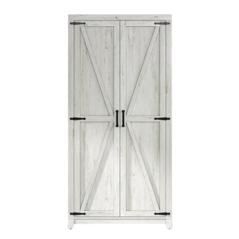 71 Farmhouse Armoire Wardrobe Closet Storage Cabinet With Shelf  Hanging Rod