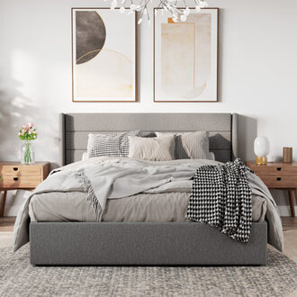 Braya Hydraulic Lift Up Storage Upholstered Platform Bed