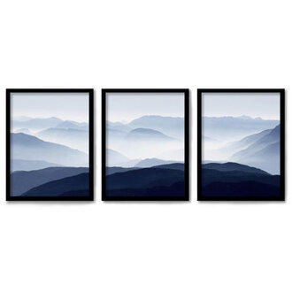 Modern Landscape 3 Piece Wall Art Set - Panoramic Mountains