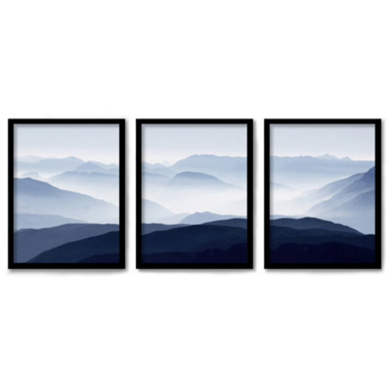 Modern Landscape 3 Piece Wall Art Set - Panoramic Mountains