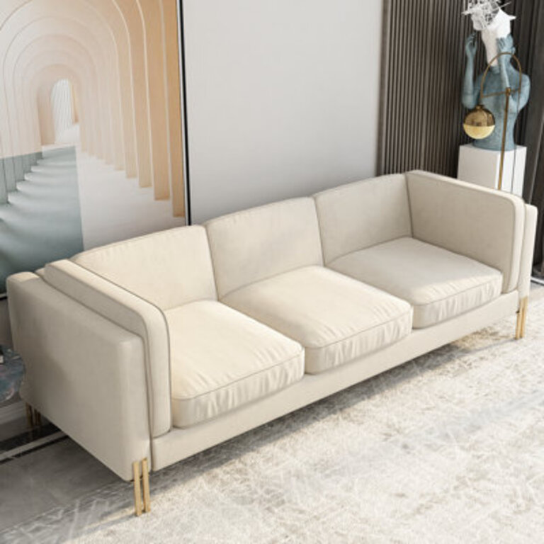Omran 949 Wide Velvet Square Arm 3 Seater Sofa