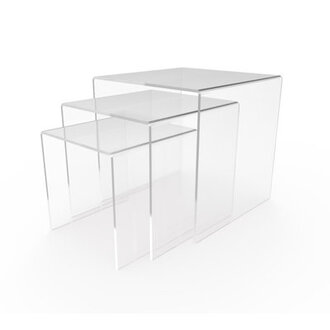 3 Riser Combo 5 6 7 Cube 3-Sided Blue Plexiglass Pedestal Lucite Acrylic Display Risers Jewelry