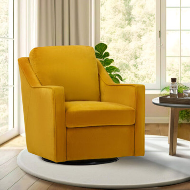 Charitini Big  Tall Removable Wide Swivel Accent Chair Full Back Upholstered Fabric Lounge Chair 360 Rotation Modern Living Room Accent Chair