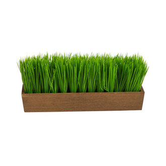 5 Faux Foliage Grass in Wood Planter