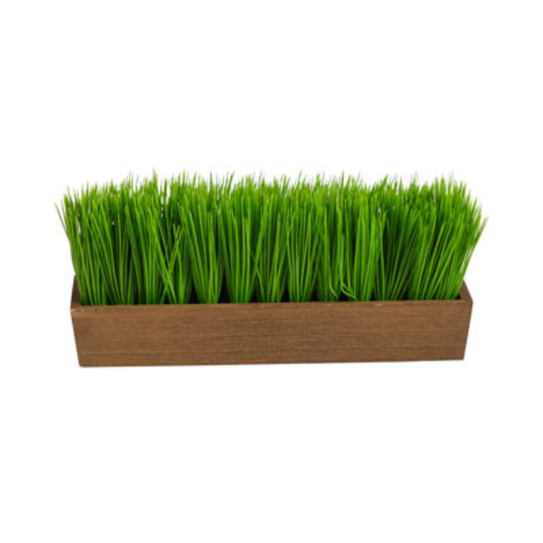 5 Faux Foliage Grass in Wood Planter