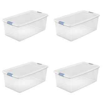 Sterilite Plastic Clear Stackable Latching Storage Box Container