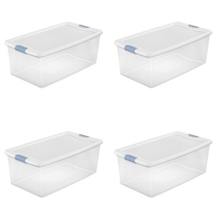 Sterilite Plastic Clear Stackable Latching Storage Box Container