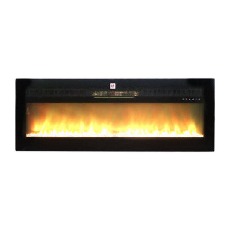 50 Electric Fireplace Wall Mounted And Recessed With Remote Control 1400W Ultra-Thin Wall Fireplace Heater WTimer Adjustable Flame Colour And Brightness Log Set  Crystal Options