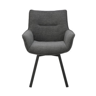 Heid Swivel Fabric Dining Chair with Steel Legs