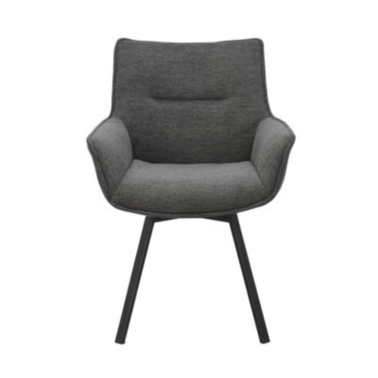 Heid Swivel Fabric Dining Chair with Steel Legs