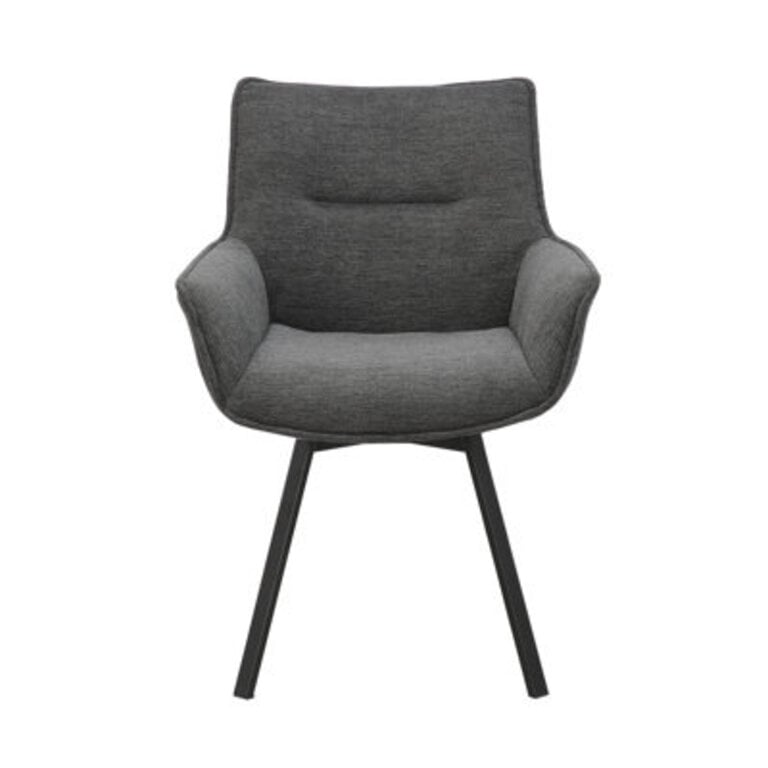 Heid Swivel Fabric Dining Chair with Steel Legs