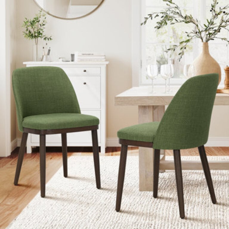 Upholstered Solid Wood Fabric Dining Chair
