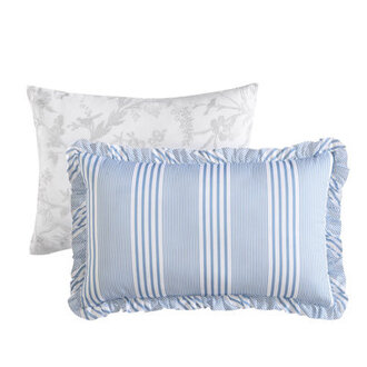 Laura Ashley Branch Toile Cotton Blue Duvet Cover Bonus Set