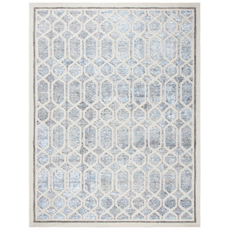 Monhegan Geometric Handmade Tufted IvoryBlue Area Rug