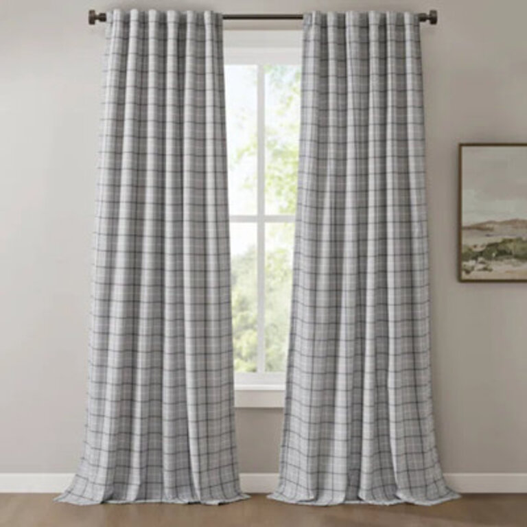 Anaheim Woven Plaid Room Darkening Thermal Fleece Lined Single Curtain Panel