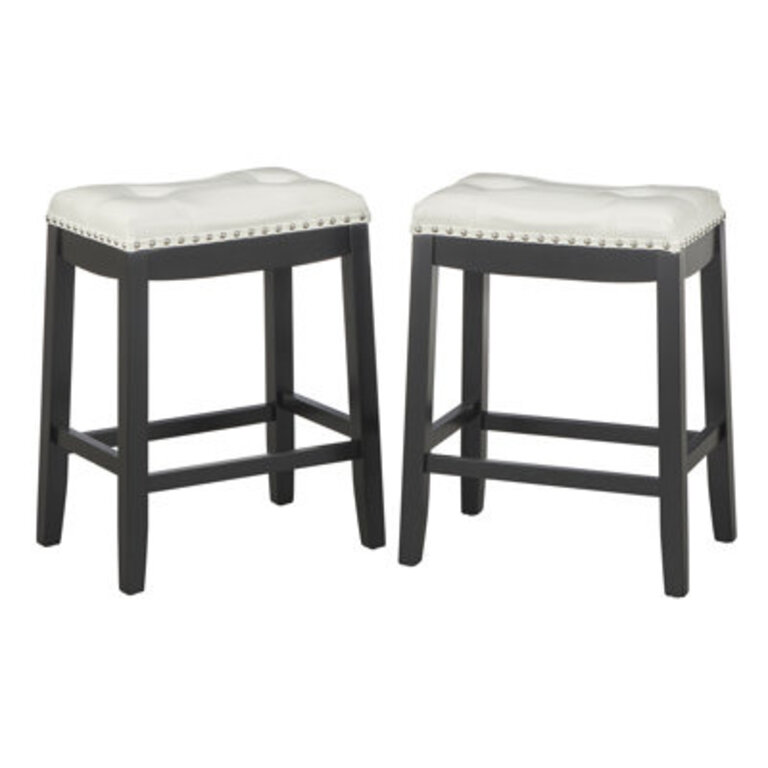 Upholstered Counter Stool with Solid Wood Frame
