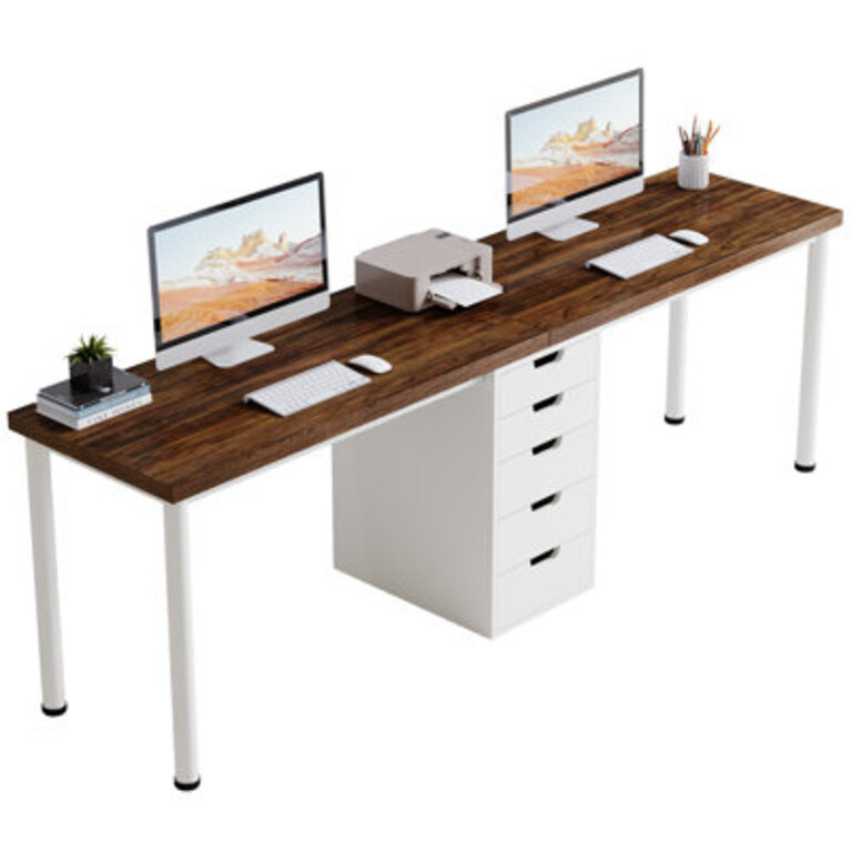 787 Inches Two Person Computer Desk With 5 Drawers