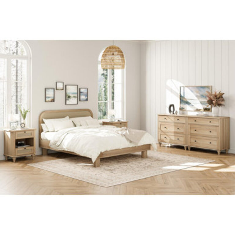 Scarlett 4 Piece Dresser And Nightstand Sets Two 3 Drawer Dressers  Two Rattan Nightstands Oak