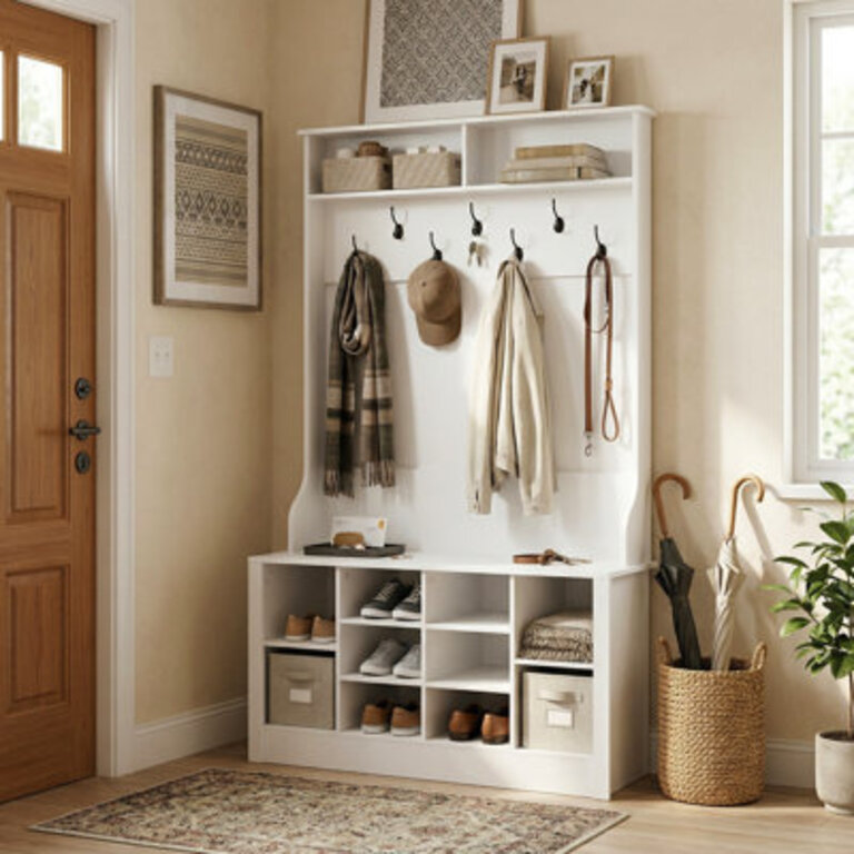 Keasal Hall Tree 394 Wide with Bench and Shoe Storage