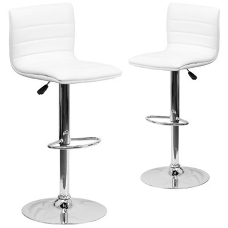 Ben Modern Vinyl Adjustable Height Barstool with Horizontal Stitch Back