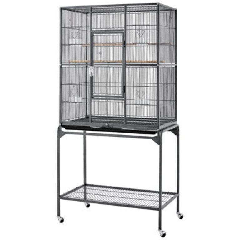 Severson Wrought 63 Flat Top Flight Cage with Wheels and Stand
