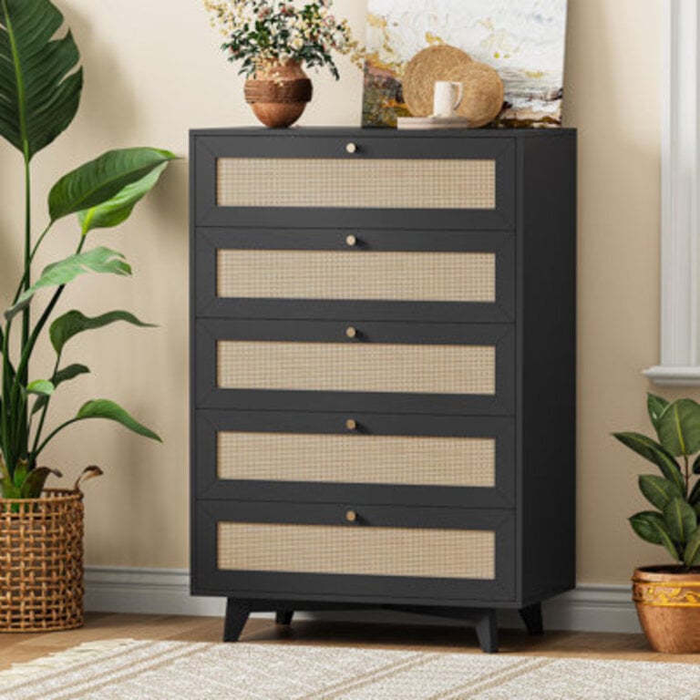 Bay Isle Home 5-Drawer Dresser - Solid Wood Chest of Drawers Modern Farmhouse Bedroom Storage Soft-Close Drawers