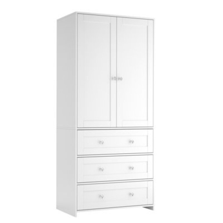 2-Door Sandrea With Mirror Wardrobe Closet With 3 Drawers
