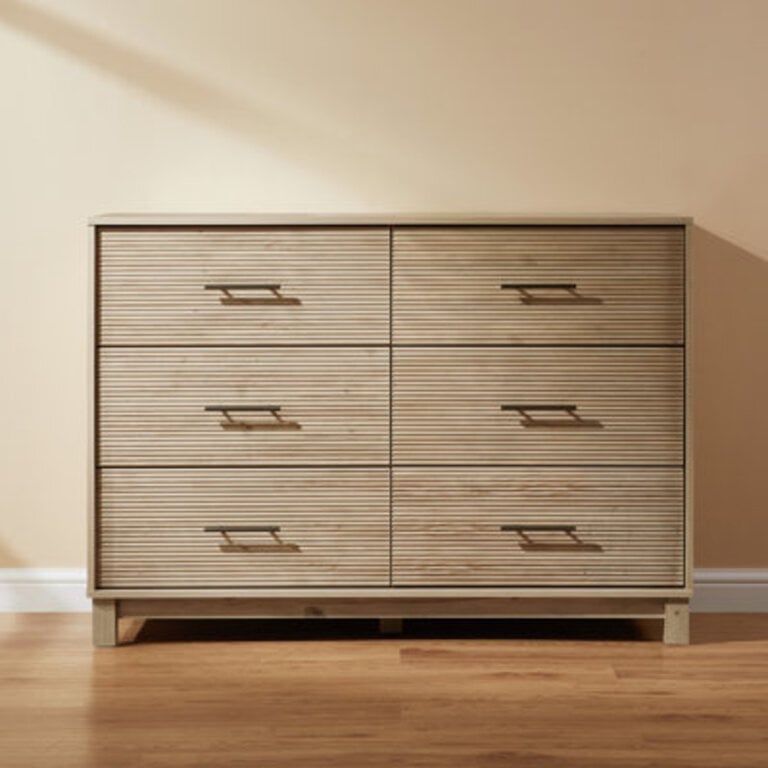 6 - Drawer Dresser  Chest Wide Chest of Drawers Storage Organizer Unit Bedroom Dresser  Commode