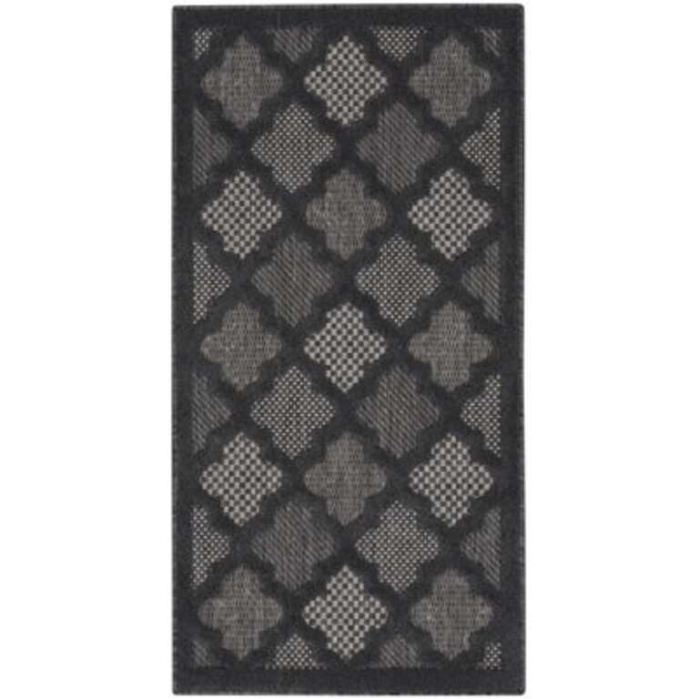 Adianey Red Barrel Studio Easy Care Trellis CharcoalBlack IndoorOutdoor Area Rug