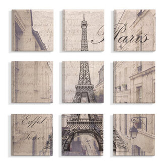 Vintage Postcard Look Eiffel Tower Over Paris Apartments  by Daphne Polselli 9 - Pieces