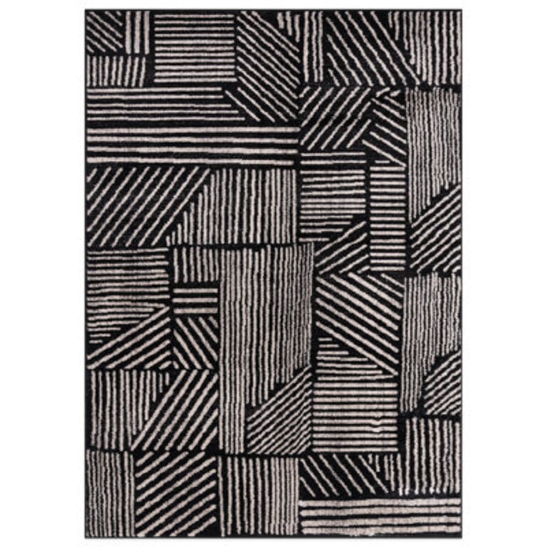 Rambo Geometric BlackIvory Area Rug