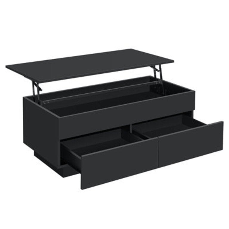 Chappa Lift Top Coffee Table with Multifunctional RGB LED Lights Hidden Compartment and Drawers