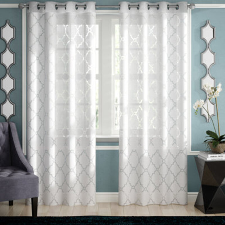 Eden Fretwork Burnout Sheer Curtain Panel