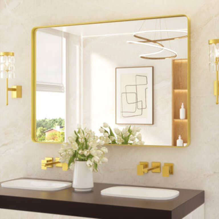 Leaderville 12 Thick Aluminum Framed Bathroom Mirror