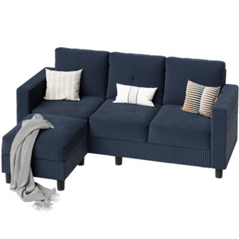 Aadvik 764 Square Arm Modern Upholstered Sofa Chaise