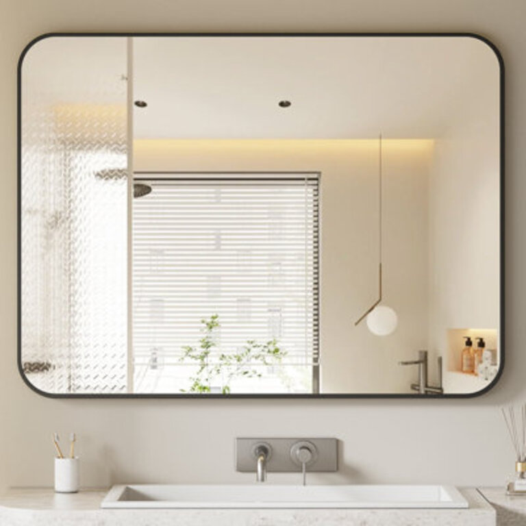 Aluminum Framed Rectangle Wall Mounted Bathroom  Vanity Mirror