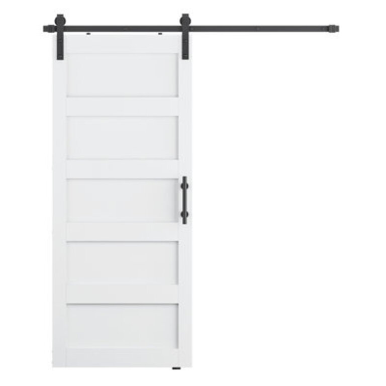 84 Height Panelled Manufactured Wood Barn Door with Installation Hardware Kit