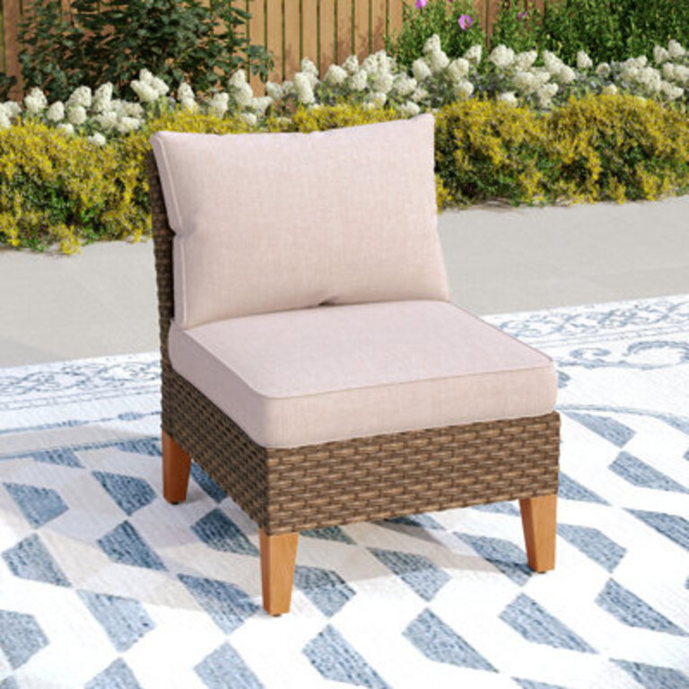 Argyri Armless Wicker Outdoor Patio Chair with Cushion
