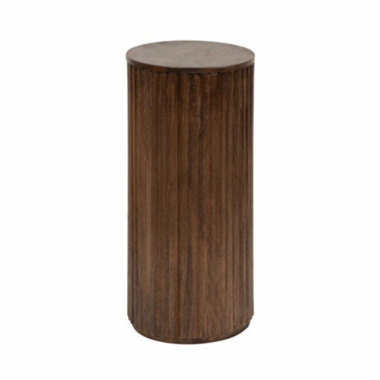 Round Ribbed Wood Drink Table