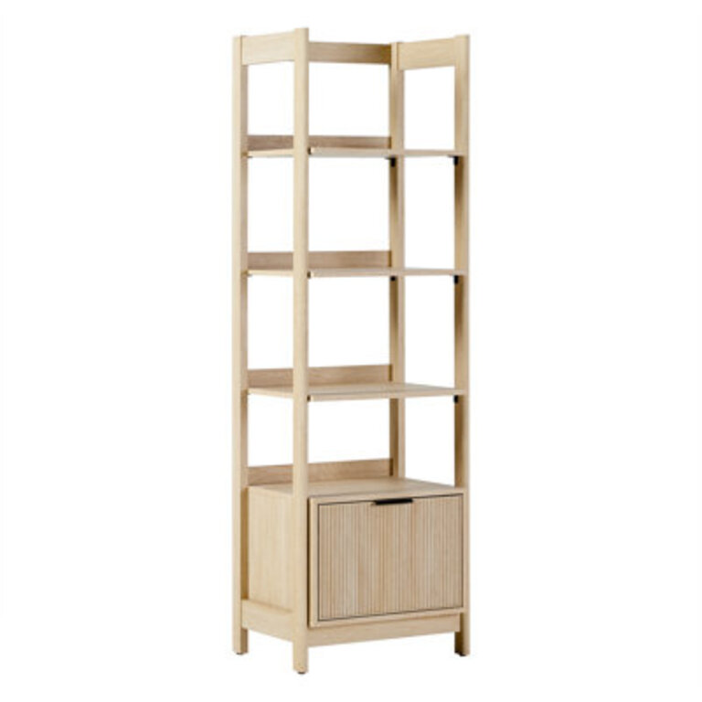 Transitional Narrow Bookshelf with Drawer on Bottom
