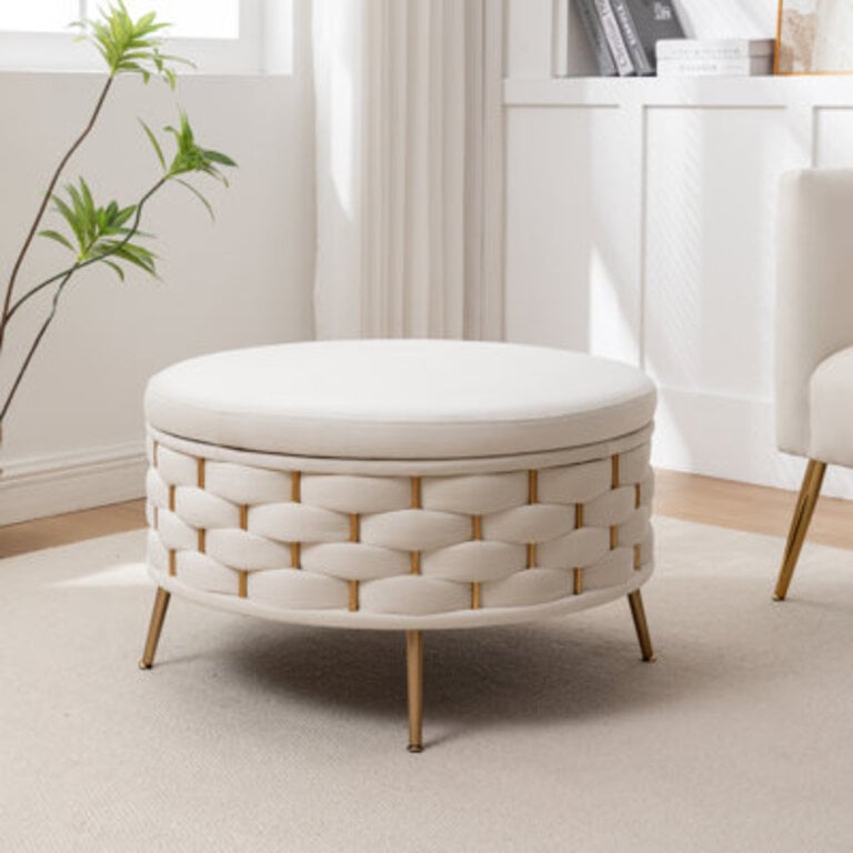 Cristen Upholstered Round Storage Ottoman