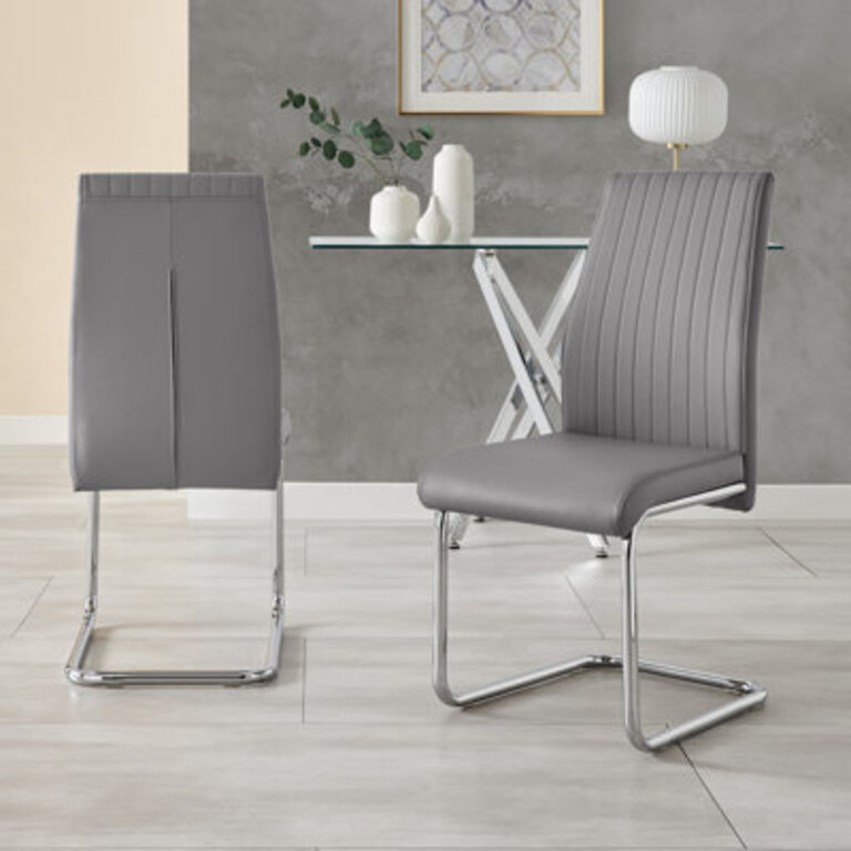 Lazarus Modern Padded Faux Leather  Chrome Leg Kitchen Dining Chairs Modern Design