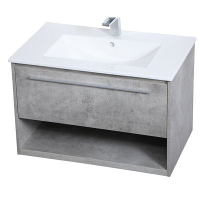 Kasper 30 Single Bathroom Vanity with Porcelain Top