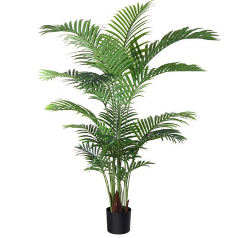 Adcock Artificial Palm Tree in Black Pot UV Resistant Faux Green Areca Palm Plant for Home Indoor Outdoor Decor