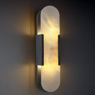 1-Light 20 Dimmable LED Flush Mounted Wall Sconce with Alabaster ShadeG9 Bulbs Included