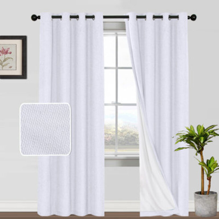 Dawain Linen Solid Textured 100 Blackout Window Drapes for Bedroom Thermal Grommet Full Lighting Blocking for Living Room Curtains 2 Panels