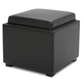 Stone Faux Leather Ottoman
